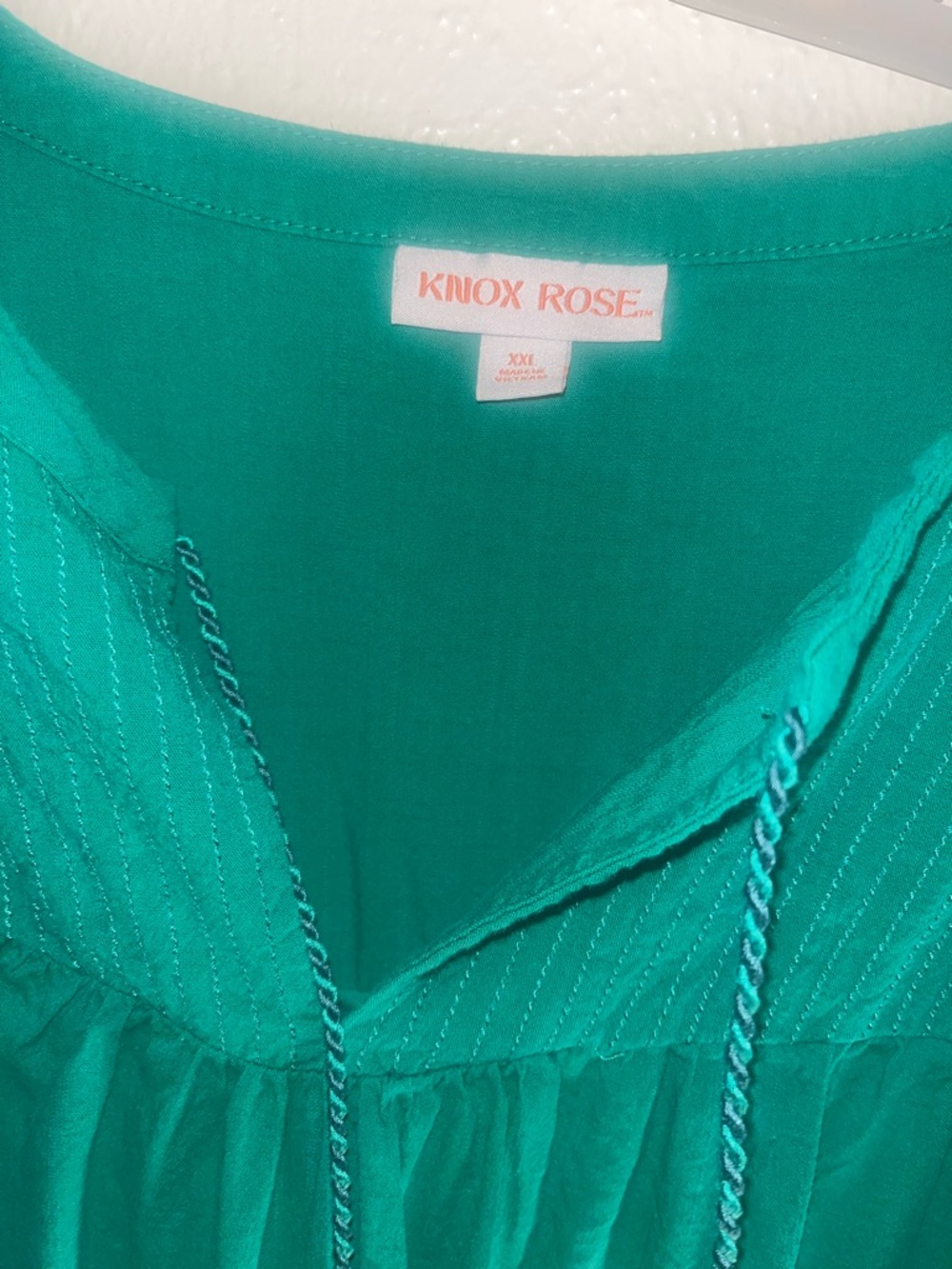 Knox Rose Teal Drawstring Peasant Top